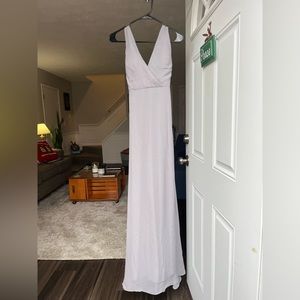 BIRDY GREY MONI GRAY CONVERTIBLE HALTER NECK CROSS BACK CHIFFON MAXI GOWN GUC